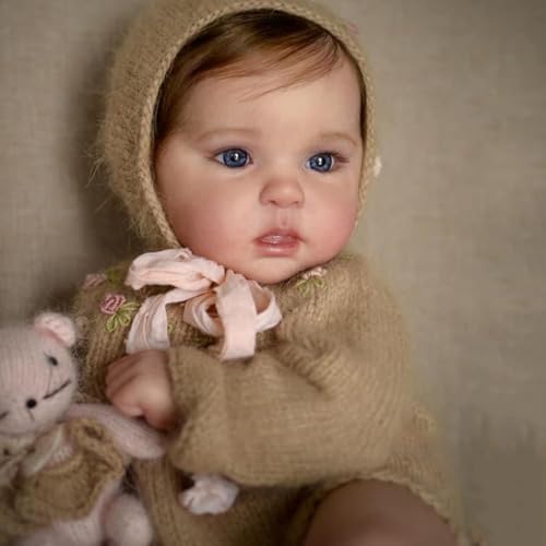 RXDOLL Realistische Reborn Babypuppen mit blauen Augen, 50,8 cm, echte Babypuppe, die echt aussehende Babypuppe für Neugeborene, weicher Stoffkörper, lebensechte Babypuppe, bewegliches Spielzeug für von RXDOLL