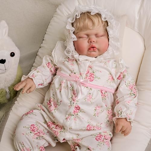 RXDOLL Realistische Reborn Kleinkind-Babypuppen Pickle 61 cm große Größe Reborn Kleinkind Mädchen weicher Körper Leben wie Babypuppen, die echt schlafende Silikon Babys Mädchen Geschenke aussehen von RXDOLL