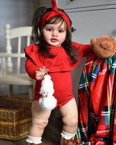 RXDOLL Realistische Reborn Kleinkind Mädchen Pippa 26 Zoll Big Size Reborn Kleinkind Babypuppen Blaue Augen Echte Babypuppen, die echt aussehen Größe Silikon Babies Puppe für Mädchen ab 3 Jahren von RXDOLL