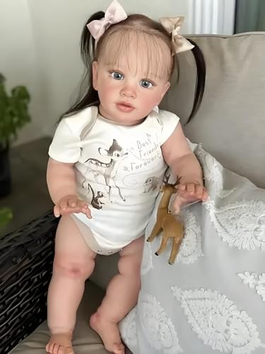RXDOLL Realistische Reborn Kleinkind-Mädchen-Puppe, 66 cm, große Größe, Reborn-Babypuppen, die echt aussehen, handgefertigtes Silikon, weiches Vinyl, lebensechte Babypuppen, Spielzeug-Set für Kinder von RXDOLL