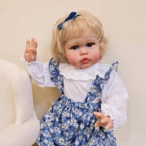 RXDOLL Realistische Reborn Kleinkind-Mädchen-Tuch-Körper-Babypuppen, 61 cm, lebensechte Babypuppen, die aus echtem weichem Silikon, Reborn-Kleinkind-Puppe mit blondem Haar für Kinder ab 3 Jahren RXDOLL Realistische Reborn Kleinkind-Mädchen-Tuch-Körper-Babypuppen, 61 cm, lebensechte Babypuppen, die aus echtem weichem Silikon, Reborn-Kleinkind-Puppe mit blondem Haar für Kinder ab 3 Jahren von RXDOLL