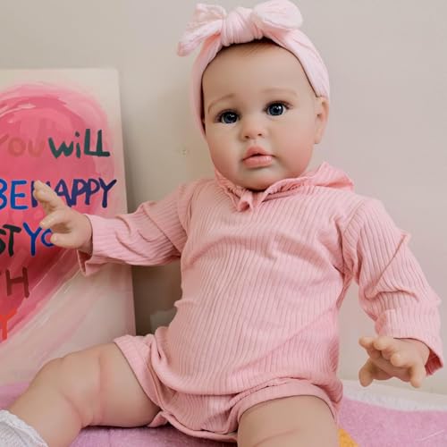 RXDOLL Realistische Reborn-Kleinkind-Puppen, Mädchen, 61 cm, große Größe, Reborn-Babypuppen, die echt aussehen, weiches Körpergewichtetes Silikon, Babys, Kleinkinder, Mädchen mit blauen Augen, für RXDOLL Realistische Reborn-Kleinkind-Puppen, Mädchen, 61 cm, große Größe, Reborn-Babypuppen, die echt aussehen, weiches Körpergewichtetes Silikon, Babys, Kleinkinder, Mädchen mit blauen Augen, für von RXDOLL
