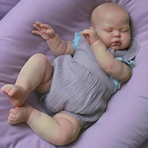 RXDOLL Realistische Reborn-Kleinkindpuppen 24 Zoll große, lebensechte Babypuppen Neugeborene Stoffkörper Pummeliges Gesicht Lebensechte Kleinkindpuppe Spielzeug für Kinder ab 3 Jahren von RXDOLL