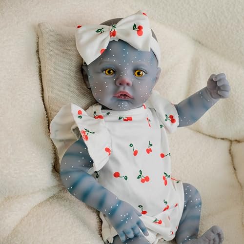 RXDOLL Reborn Avatar Babypuppen Silikon Ganzkörper Mädchen 19 Zoll Realistische Babypuppe Avatar Silikon Babys Real Like Babies Puppen Ganzkörper Vinyl Mädchen mit Fütterung Spielzeug von RXDOLL