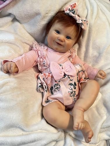 RXDOLL Reborn Baby Dolls Silicone Full Vinyl Body Girl 20 inch Realistic Reborn Newborn Baby Dolls Smiling Girl Anatomically Correct Baby Doll Handmade Toy with Big Blue Eyes von RXDOLL