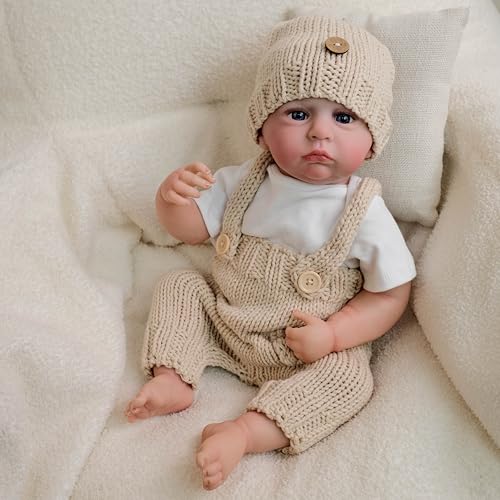 RXDOLL Reborn Baby Puppen 19 Zoll 48 cm Anatomisch Korrekte Realistische Weiche Silikon Vinyl Körper Junge Handgemachte Real Life Neugeborene Bebe wasserdichte Spielzeug Geschenke von RXDOLL