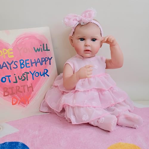 RXDOLL Reborn Baby Puppen 19 Zoll 48 cm Anatomisch Korrekte Realistische Weiche Silikon Vinyl Körper Mädchen Handgemachte Real Life Neugeborene Bebe wasserdichte Spielzeug Geschenke von RXDOLL