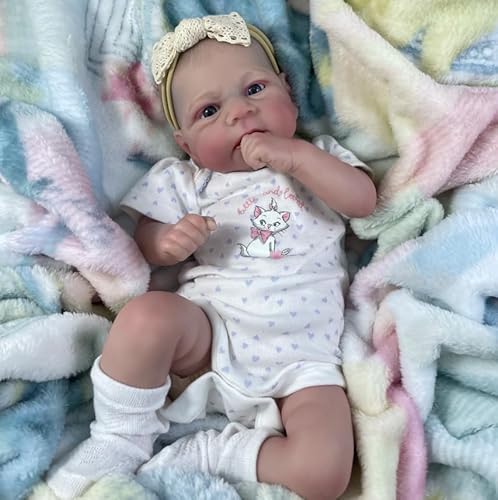 RXDOLL Reborn Baby Puppen Anatomisch Korrekte 17 Zoll 45 cm Realistische Weiche Silikon Vinyl Körper Mädchen Handgemachte Real Life Neugeborene Bebe wasserdichte Spielzeug Geschenke von RXDOLL