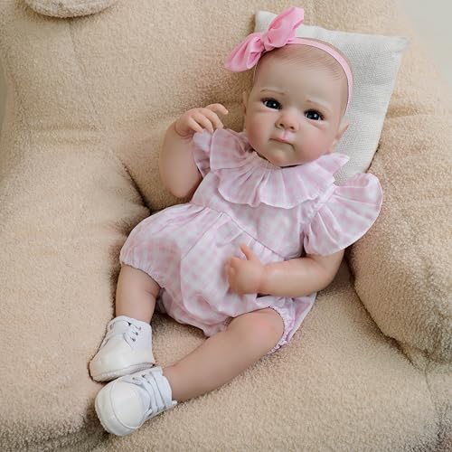 RXDOLL Reborn Baby Puppen Anatomisch Korrekte 18 Zoll Realistische Weiche Silikon Vinyl Körper Mädchen Handgemachte Real Life Neugeborene Bebe Wasserdicht mit Fütterung Spielzeug Geschenke von RXDOLL