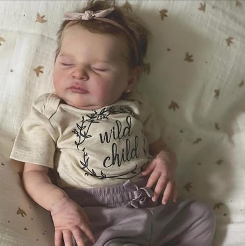 RXDOLL Reborn Baby Puppen Anatomisch Korrekte 20 Zoll 50 cm Realistische Weiche Silikon Vinyl Körper Schlafende Mädchen Handgemachte Neugeborene Bebe Wasserdicht mit Fütterung Spielzeug Geschenke von RXDOLL