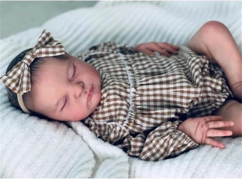 RXDOLL Reborn Baby Puppen Mädchen Silikon Ganzkörper 50CM Realistische Neugeborenen Puppe Vollsilikon Lebensechte Baby Puppe Schlafend Real Life Reborn Puppen Posable von RXDOLL