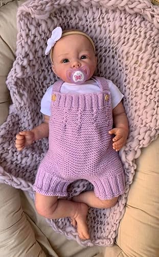 RXDOLL Reborn Baby Puppen Vollsilikon Ganzkörper 48CM Realistisch Neugeborenes Mädchen Puppe Wasserdicht Lebensechte Babypuppen, die echt Aussehen mit rosa Outfits für Alter 3+ von RXDOLL