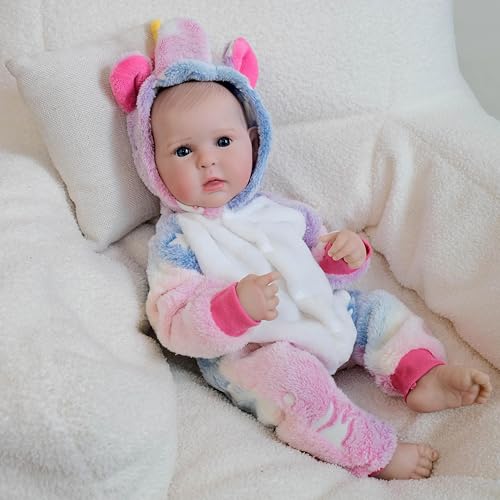 RXDOLL Reborn Babypuppe, Silikon, Ganzkörper-Puppe, 48,3 cm, realistische Babypuppe, Mädchen, Vinyl, beschwert, lebensechte Neugeborene mit Fütterungsspielzeug für Kinder ab 3 Jahren von RXDOLL