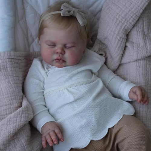 RXDOLL Reborn Babypuppe, Stoffkörper, Vinylgliedmaßen, 48,3 cm, realistische, lebensechte Kleinkindpuppe, die echt aussieht, schlafende Neugeborene mit blondem Haar, Geburtstagsgeschenke für Kinder ab RXDOLL Reborn Babypuppe, Stoffkörper, Vinylgliedmaßen, 48,3 cm, realistische, lebensechte Kleinkindpuppe, die echt aussieht, schlafende Neugeborene mit blondem Haar, Geburtstagsgeschenke für Kinder ab von RXDOLL