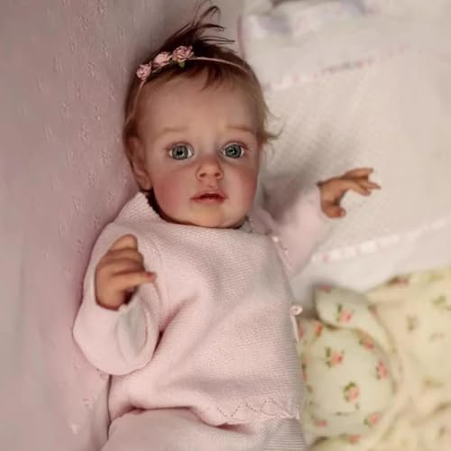 RXDOLL Reborn-Babypuppe, weicher Stoffkörper, realistisch, lebensecht, handgewurzeltes Haar, Babypuppe, die echt aussieht, für Neugeborene, Bebe-Puppe, Spielzeug, Geschenke für Kinder ab 3 Jahren von RXDOLL
