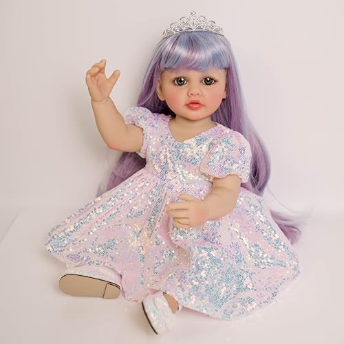 RXDOLL Reborn Babypuppe Mädchen Silikon Ganzkörper Vinyl 22 Zoll Realistische Reborn Kleinkind Puppen Langhaar Anatomisch Korrekte Babypuppe mit Hübscher Krone & Prinzessin Kleid RXDOLL Reborn Babypuppe Mädchen Silikon Ganzkörper Vinyl 22 Zoll Realistische Reborn Kleinkind Puppen Langhaar Anatomisch Korrekte Babypuppe mit Hübscher Krone & Prinzessin Kleid von RXDOLL