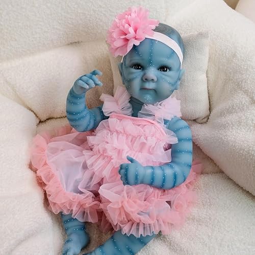 RXDOLL Reborn Babypuppe Silikon Ganzkörper 18 Zoll Avatar Neugeborene Handgemachte Real Life Looking Vinyl Puppe Mädchen Handgemalte Haare Wasserdicht Realistische Puppen Spielzeug von RXDOLL