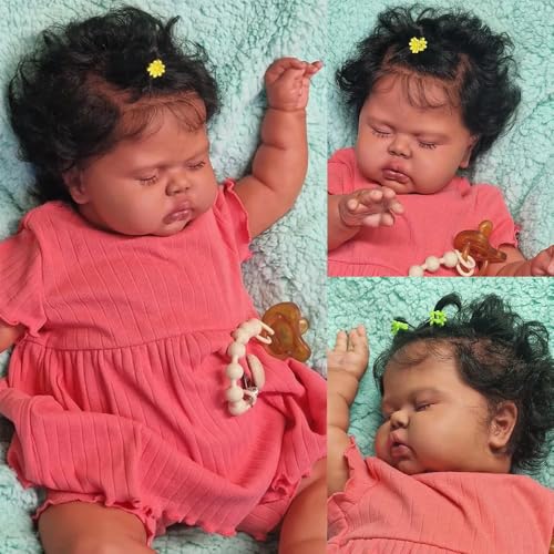 RXDOLL Reborn-Babypuppe in großer Größe, 61 cm, realistische Reborn-Kleinkind-Puppe, weiches Tuch, gewichteter Körper, afrikanisch-amerikanischer Real-Life-Babypuppe, lebensechte Kleinkind-Puppen für von RXDOLL