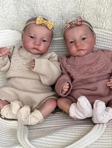 RXDOLL Reborn Babypuppen, realistische Zwillinge, 49 cm, lebensecht, handgefertigt, die echt aussehen, weiches Tuch, Körpergewichtet, Neugeborene, mit Fütterungsspielzeug, Geschenke für Kinder ab 3 RXDOLL Reborn Babypuppen, realistische Zwillinge, 49 cm, lebensecht, handgefertigt, die echt aussehen, weiches Tuch, Körpergewichtet, Neugeborene, mit Fütterungsspielzeug, Geschenke für Kinder ab 3 von RXDOLL
