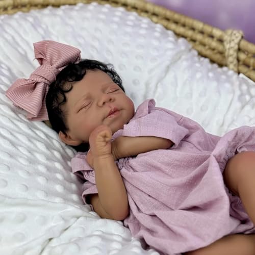 RXDOLL Reborn Babypuppen, schwarzes Mädchen, 45,7 cm, realistisch, schlafend, für Neugeborene, lebensecht, afrikanisch, verwurzeltes Haar, echtes Leben, Babypuppe, Stoff-Körperpuppe, Spielzeug für RXDOLL Reborn Babypuppen, schwarzes Mädchen, 45,7 cm, realistisch, schlafend, für Neugeborene, lebensecht, afrikanisch, verwurzeltes Haar, echtes Leben, Babypuppe, Stoff-Körperpuppe, Spielzeug für von RXDOLL