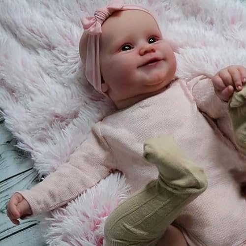 RXDOLL Reborn Babypuppen, weicher Stoffkörper, 50,8 cm, lebensecht, lächelndes Mädchen, realistische Neugeborenenen-Babypuppen, die echt aussehen, handgefertigt, gewichtete Puppe, Spielzeug für Kinder RXDOLL Reborn Babypuppen, weicher Stoffkörper, 50,8 cm, lebensecht, lächelndes Mädchen, realistische Neugeborenenen-Babypuppen, die echt aussehen, handgefertigt, gewichtete Puppe, Spielzeug für Kinder von RXDOLL