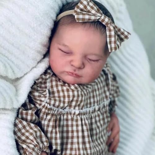 RXDOLL Reborn Babypuppen, weicher Stoffkörper, 50,8 cm, lebensecht, realistisch, gewichtet, handgefertigt, schlafende Puppe, die echt aussieht, neugeborene Bebe-Puppe mit Fütterungsspielzeug von RXDOLL