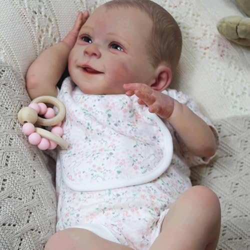 RXDOLL Reborn Babypuppen 18 Zoll Realistische Babypuppe Lebhafte Neugeborene Babys Lächeln Süße Echtes Leben Reborn Puppen Weicher Tuchkörper mit Zubehör für Kinder Alter 3+ von RXDOLL