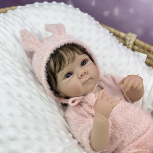 RXDOLL Reborn Babypuppen Bettie 18 Zoll lebensechte Neugeborenen-Kleinkindpuppe Weiche Stoffpuppen mit handgefertigtem Haar Gewichtete handgefertigte Spielzeuggeschenke für Kinder ab 3 Jahren von RXDOLL