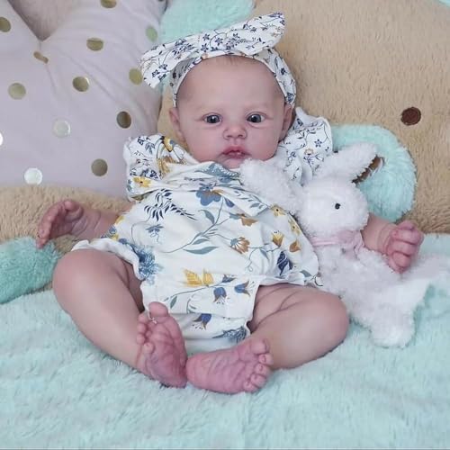 RXDOLL Reborn Babypuppen Mädchen 19 Zoll Lebensechte Babypuppe Poseable Realistische Reborn Puppen, die echt aussehen wie Babies Puppe mit weichem Tuch Körper Spielzeug für 3 Jahre alte Kinder von RXDOLL