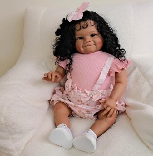 RXDOLL Reborn Babypuppen Realistische 24 Zoll Afroamerikanische Puppe Weiches Tuch Körper Lächelnd Reborn Kleinkind Schwarze Haut Echtes Leben Babypuppen Neugeborene Spielzeug RXDOLL Reborn Babypuppen Realistische 24 Zoll Afroamerikanische Puppe Weiches Tuch Körper Lächelnd Reborn Kleinkind Schwarze Haut Echtes Leben Babypuppen Neugeborene Spielzeug von RXDOLL