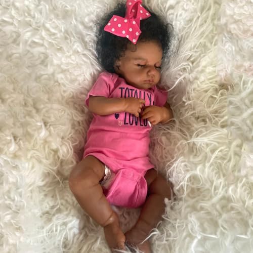 RXDOLL Reborn Babypuppen Realistische Afrikanische Amerika Mädchen 50,8 cm Anatomisch Korrekt Silikon Ganzkörper Vinyl Schlafende Schwarze Haut Lebensecht Gewichtete Real Life Neugeborene Puppe RXDOLL Reborn Babypuppen Realistische Afrikanische Amerika Mädchen 50,8 cm Anatomisch Korrekt Silikon Ganzkörper Vinyl Schlafende Schwarze Haut Lebensecht Gewichtete Real Life Neugeborene Puppe von RXDOLL