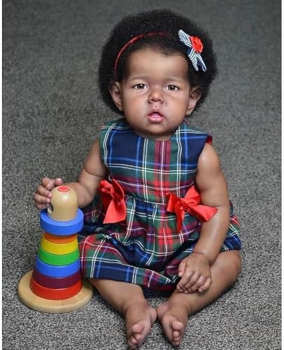 RXDOLL Reborn Babypuppen Schwarz 20 Zoll Weicher Körper Afroamerikanische Babypuppen Biracial Silikon Babys Realistische Neugeborene Babypuppe Braune Haut Reborn Girl Schwarz von RXDOLL