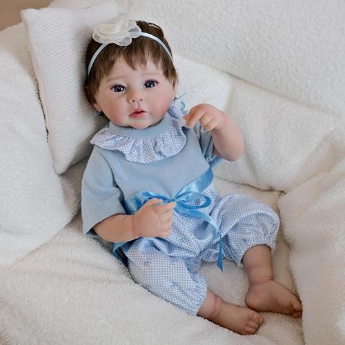 RXDOLL Reborn Babypuppen Silikon Ganzkörper 19 Zoll Lebensechte Neugeborene Babypuppen, die echt aussehen Handgemachte Realistische Anatomisch Korrekte Vinyl Mädchen Waschbar Weiche Babys von RXDOLL