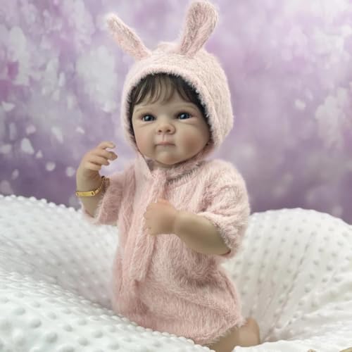 RXDOLL Reborn Babypuppen Silikon Ganzkörper Bettie 45,7 cm lebensechte Neugeborene Baby Kleinkind Puppen weich gewichtete anatomisch korrekte Puppe mit handwurzeltem Haar für Kinder ab 3 Jahren von RXDOLL