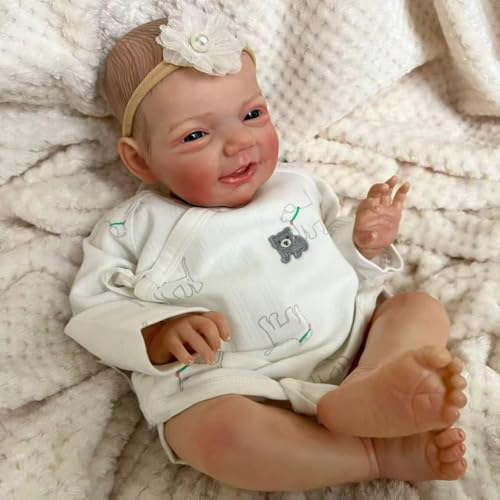 RXDOLL Reborn Babypuppen Silikon Ganzkörper Mädchen 20 Zoll Lächelnde Reborn Puppen Realistische Neugeborene Babypuppe Poseable Full Vinyl Body Girl Like A Lifelike Babies Doll von RXDOLL
