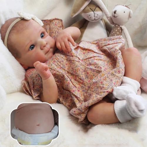 RXDOLL Reborn Babypuppen Silikon Ganzkörper Mädchen Bettie 18 Zoll Anatomisch Korrekte Realistische Babypuppe, die Echte Silikon Babies Puppe Wasserdicht Reborn Puppen von RXDOLL