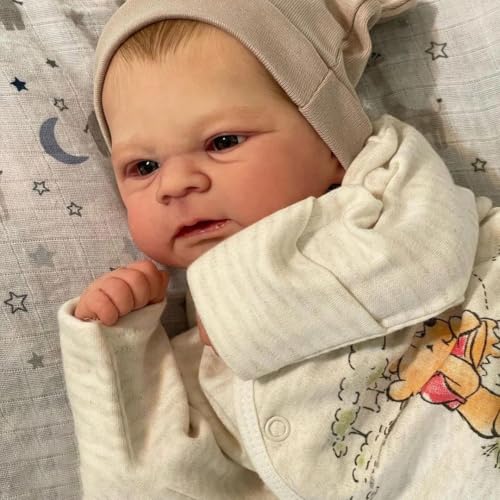 RXDOLL Reborn Babypuppen Silikon Ganzkörper Mädchen Elijah 17 Zoll Realistische Neugeborene Puppen, die Echte Silikon Babys Puppe Anatomisch Korrekt Mit Fütterungsspielzeug von RXDOLL