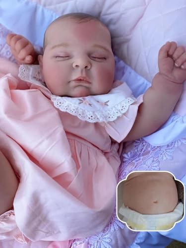 RXDOLL Reborn Babypuppen Silikon Ganzkörper Mädchen Pfirsiche 20 Zoll Schlafende Realistische Babypuppen, die echt aussehen Silikon Babies Puppe Wasserdichtes Spielzeug für Mädchen Geschenke von RXDOLL