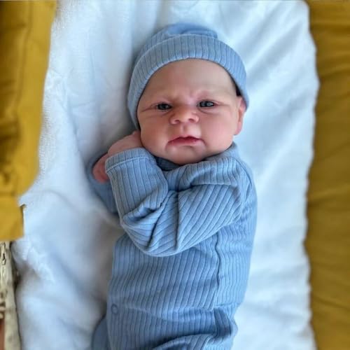 RXDOLL Reborn Babypuppen Silikon Ganzkörper Realistische Vinyl Junge 17 Zoll Anatomisch Korrekte Puppe Handgemachte Lebensechte Neugeborene Real Life Babys Waschbar Kinder Geburtstagsgeschenk von RXDOLL