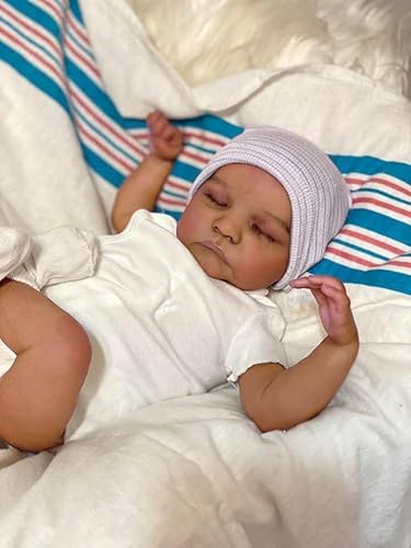 RXDOLL Reborn Babypuppen Silikon Ganzkörper Vinyl 19 Zoll Anatomisch Korrekt Schlafen Braune Haut Lebensechte Babypuppe Echte Neugeborene Babys Mädchen Wasserdicht Spielzeug Geschenke von RXDOLL