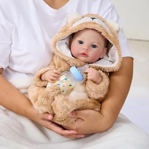 RXDOLL Reborn Babypuppen Silikon Ganzkörper Vinyl Junge 19 Zoll Realistische Neugeborene Puppe Wasserdicht Lebensecht Babypuppen Die Echte Babys Handgemachte Puppe Für Kinder Geschenke von RXDOLL