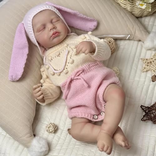 RXDOLL Reborn Babypuppen Silikon Ganzkörper Vinyl Mädchen 50,8 cm realistische Babys Auge geschlossen schlafende Neugeborene Puppe sieht echt lebensecht Babypuppe Kinder Geburtstag Weihnachten von RXDOLL