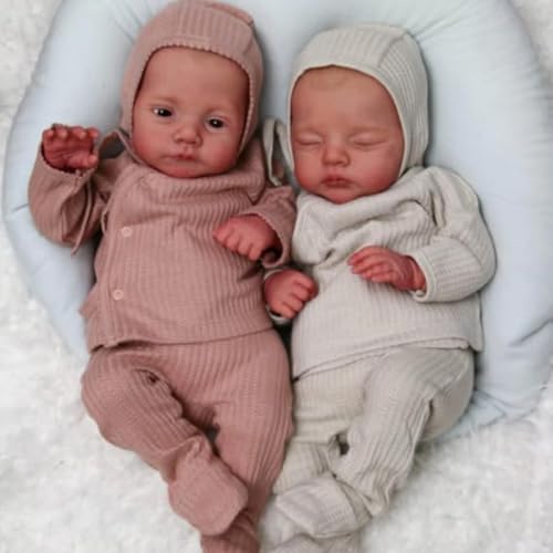 RXDOLL Reborn Babypuppen Zwillinge 45,7 cm lebensechte realistische Neugeborene Babypuppen Jungen Mädchen beweglich weicher Stoffkörper Vinyl Silikon Real Life Babypuppe Geschenke für Kinder ab 3 RXDOLL Reborn Babypuppen Zwillinge 45,7 cm lebensechte realistische Neugeborene Babypuppen Jungen Mädchen beweglich weicher Stoffkörper Vinyl Silikon Real Life Babypuppe Geschenke für Kinder ab 3 von RXDOLL