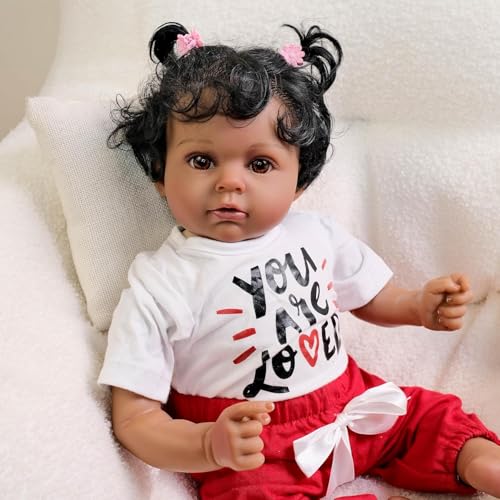 RXDOLL Reborn Black Baby Dolls 20 Inch Realistic African American Doll Soft Cloth Body Lifelike Baby Dolls That Look Real Newborn Babies Curly Hair Toys Gifts RXDOLL Reborn Black Baby Dolls 20 Inch Realistic African American Doll Soft Cloth Body Lifelike Baby Dolls That Look Real Newborn Babies Curly Hair Toys Gifts von RXDOLL