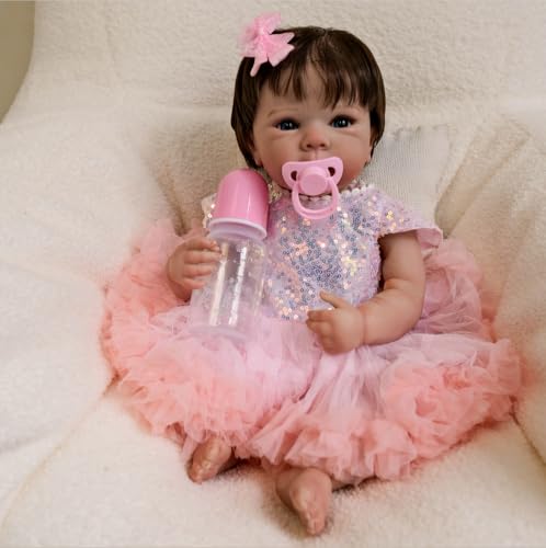 RXDOLL Reborn Dolls Bettie 45,7 cm realistische Babypuppen, die echt aussieht Babys Mädchen Puppe Weicher Stoffkörper Lebensechte Neugeborene Puppe mit verwurzelten Haaren Kleinkinder Spielzeug für von RXDOLL
