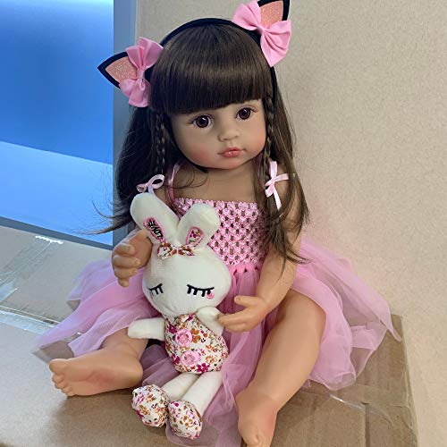 RXDOLL Reborn Puppe für Mädchen, Silikon Vinyl Puppe, wasserdichte Puppe mit rosa Kleid, offene Augen, Geschenk zum Geburtstag und zu Weihnachten, 55 cm RXDOLL Reborn Puppe für Mädchen, Silikon Vinyl Puppe, wasserdichte Puppe mit rosa Kleid, offene Augen, Geschenk zum Geburtstag und zu Weihnachten, 55 cm von RXDOLL