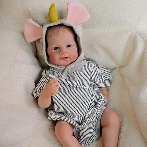RXDOLL Reborn Puppen Junge 45 cm realistische Reborn-Babypuppen, die echt aussehen, weicher Stoffkörper, Babypuppe, Mädchen, beweglich, echtes Leben, Silikon, Neugeborene mit bemaltem Haar RXDOLL Reborn Puppen Junge 45 cm realistische Reborn-Babypuppen, die echt aussehen, weicher Stoffkörper, Babypuppe, Mädchen, beweglich, echtes Leben, Silikon, Neugeborene mit bemaltem Haar von RXDOLL