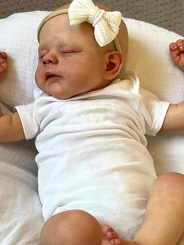 RXDOLL Reborn Puppen Mädchen 18 Zoll Realistische Babypuppen, die echt aussehen Neugeborene Puppe Lebensechte Silikon Babypuppe Mädchen Beschwerter Stoffkörper für Kleinkinder 3+ oder Sammler von RXDOLL