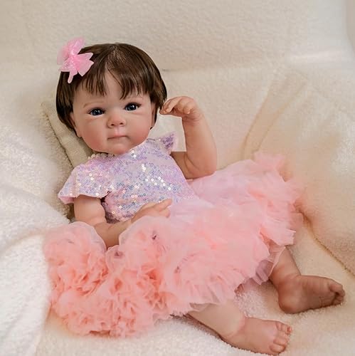 RXDOLL Reborn Puppen Mädchen 45CM Lebensechte Reborn Baby Puppe Vollsilikon Ganzkörper Weiches Gewicht Realistische Babypuppen die Aussehen wie echte Babys Neugeborene Puppe von RXDOLL