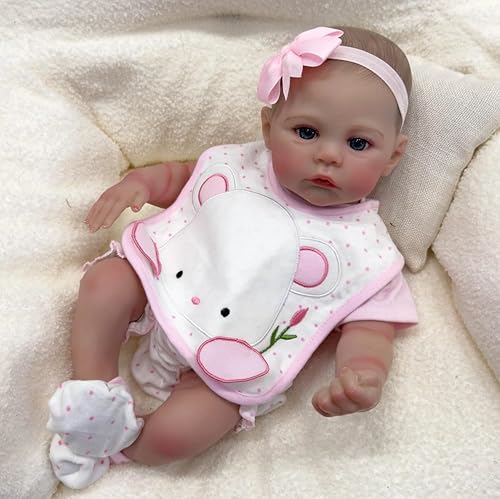 RXDOLL Reborn Puppen Mädchen 45CM Realistische Reborn Baby Puppen Vollsilikon Ganzkörper Lebensechte Babypuppen, die wie das echte Leben Aussehen Silikon Babies Mädchen von RXDOLL